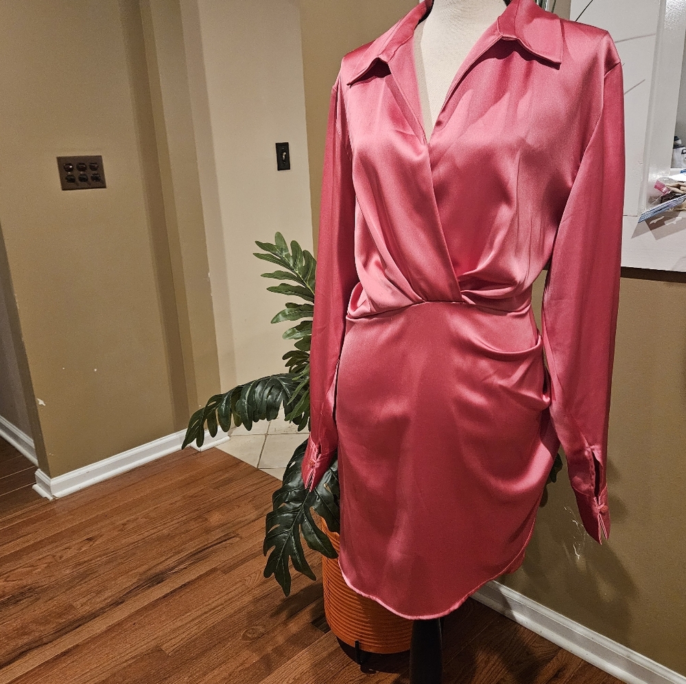 ZARA Faux Wrap Dress XXL, Pink